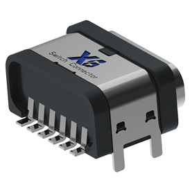 XB-ATCF-06-028 TYPE C 6P waterproof base on board L=7.5mm (with steel sheet) shell 4-pin plug board